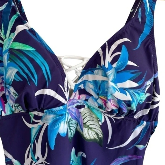 New! Profile by Gottex Floral Lace Up One Piece - Picture 2 of 7